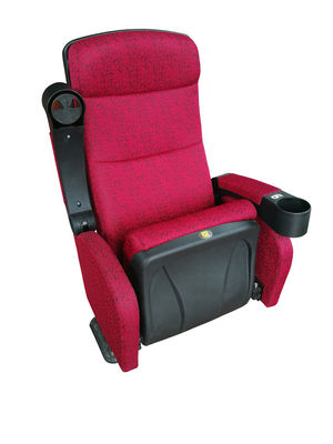Red Color Cinema Chairs Space Saving Movable Armrest Compound Vestee Surfance